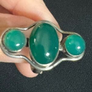 Elegant Sterling Silver and Green Stone Ring